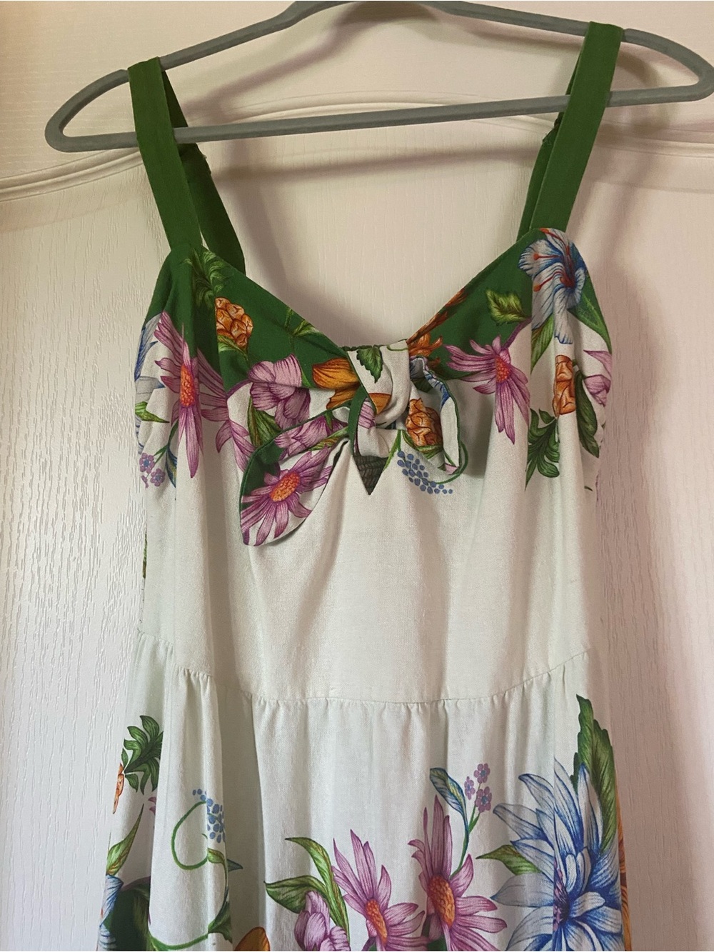 FARM Rio White Maxi Dress with Green Straps and Multicolor Floral Print - Picture 7 of 11